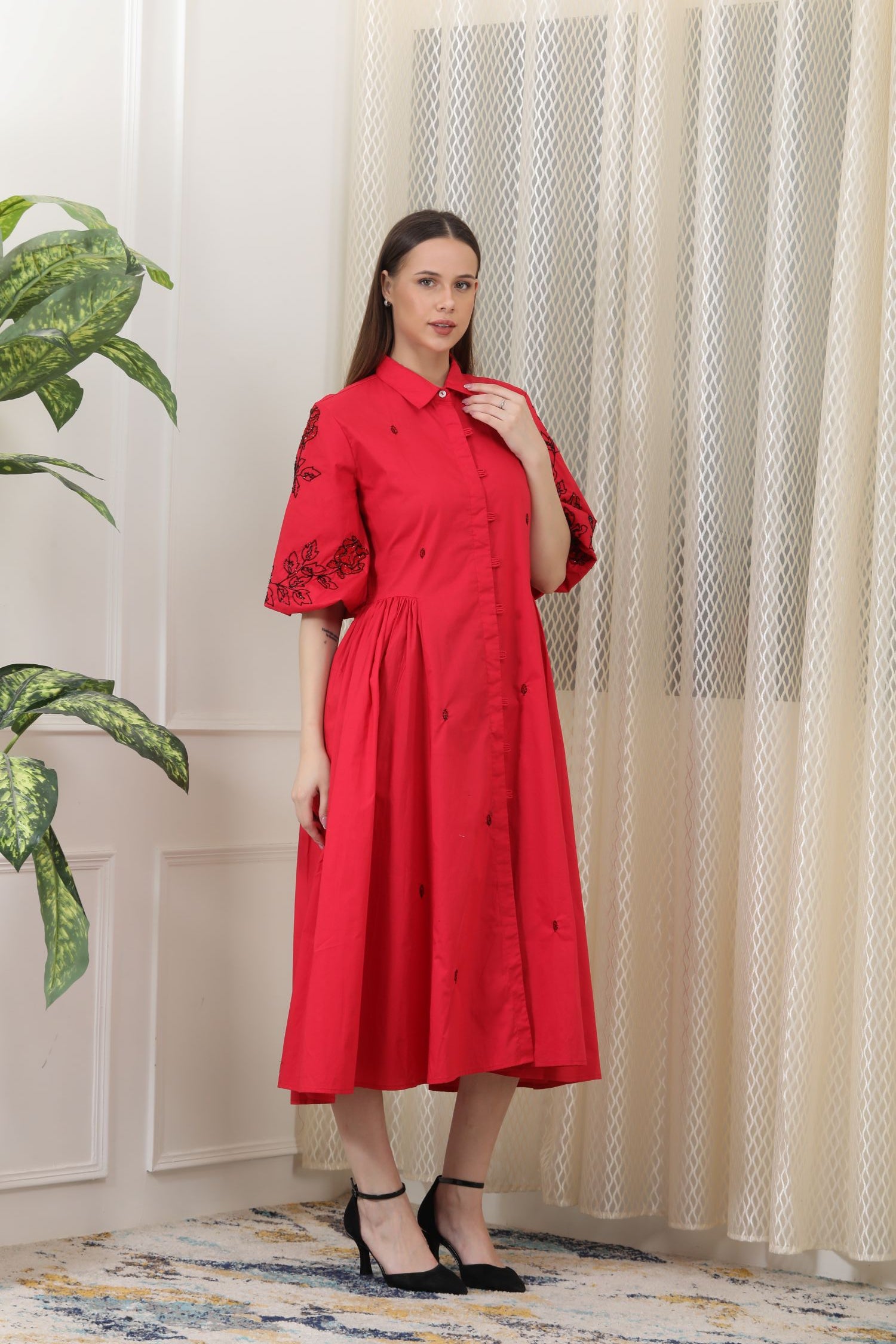 LEA-RED FLORAL